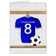 Customizable Soccer Shirt (blue) Birthday card