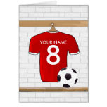 Customizable Soccer Shirt (red) Birthday card