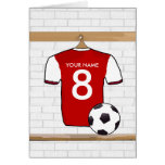 Customizable Soccer Shirt (red) Birthday card