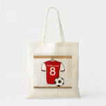 Customizable Soccer Shirt (red white ) Tote Bag
