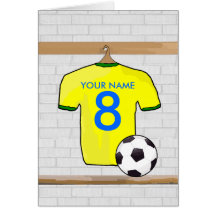 Customizable Soccer Shirt (yellow) Birthday card