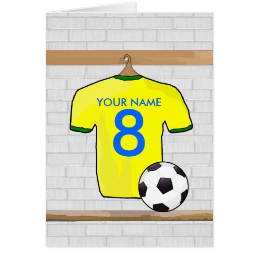 Customizable Soccer Shirt (yellow) Birthday card