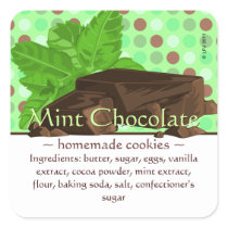 Customizable Square Mint Chocolate Stickers