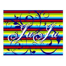 Customizable Striped Flourish Post Card