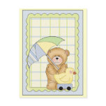 Customizable Teddy Bear with Umbrella Postcard