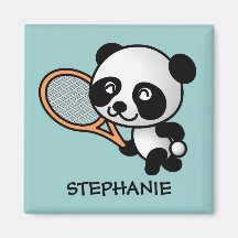 Customizable Tennis Playing Panda Magnet