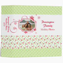 Customizable trendy green red holiday avery binder