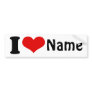 Customizable Valentines Day I love Heart Custom Bumper Sticker