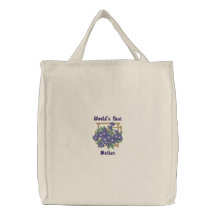 Customizable Vintage Antique Forget Me Nots Tote Embroidered Bag