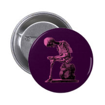 Customizable Vintage Skeleton Thinker Button