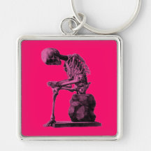 Customizable Vintage Skeleton Thinker Key Chains