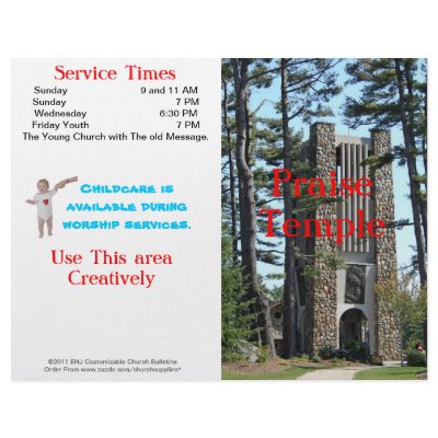 Customizable Weekly Church Bulletin (Outside Only) by Churchsupplies