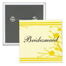 Customizable yellow floral bridesmaid button