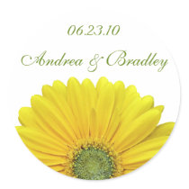 Customizable Yellow Gerbera Daisy Monogram Sticker