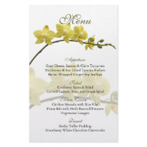 Customizable Yellow Orchids Wedding Menu Card