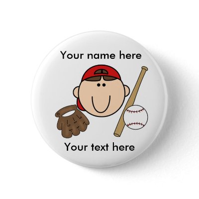 Customize Boy Baseball Red Cap Pinback Button by toddlersplace