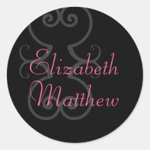 Customize First Names Elegant Black Seal Sticker