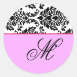 Customize Monogram Baroque Black and Pink Sticker