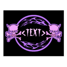 Customize Pastel Skulls and Flames , <TEXT> Postcards