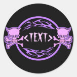 Customize Pastel Skulls and Flames , <TEXT> Round Stickers