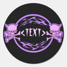 Customize Pastel Skulls and Flames , <TEXT> Round Stickers