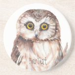 Customize with your Name Funny Owl - Bird, Nature Drink Coaster
