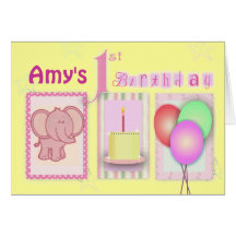 Customize your own 1st birthday greeting card