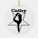 Customizeable Cheerleader white star ornament