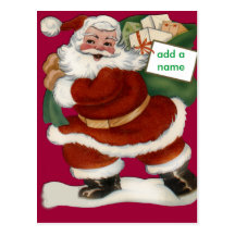 Customizeable Santa Claus Cards and Stickers Postcards