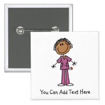 Customized African American Nurse  Button