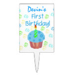 Customized Blue Cupcake 1st Birthday Cake Topper