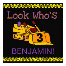 Customized Construction Vehicle Birthday Invites