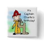 Customized Firefighter 4th Birthday Button