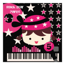 Customized Girls Rock Star Birthday Invitations
