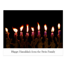 Customized Hanukkah Menorah Candles Holiday Card Postcards