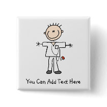 Customized Male Stick Figure Nurse Button
