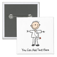 Customized Male Stick Figure Nurse Button