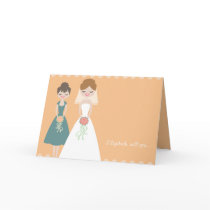 Customized Orange-Teal Be My Bridesmaid Cards