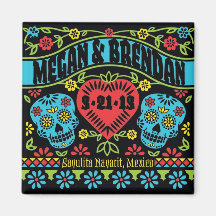 Customized Sugar Skulls Save the Date Magnet