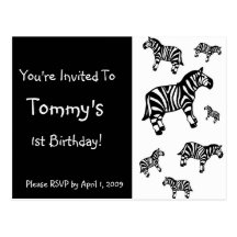 Customized Zebra Party Invitations Postcards
