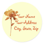 Cut golden rose, name, address label stickers