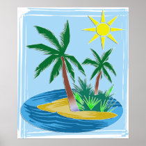 Cut Paper Island, Palms and Sun