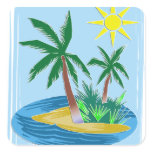 Cut Paper Island, Palms and Sun