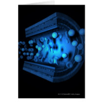 Cut view of blood cells in an artery greeting cards