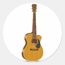 Cutaway Acoustic Guitar Round Sticker