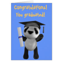 Cute 3d Baby Panda Graduate (editable) Greeting Card