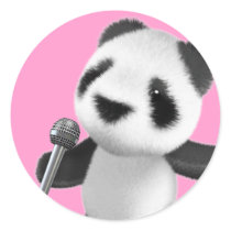 Cute 3d Panda Sings with a Mic (editable) Sticker