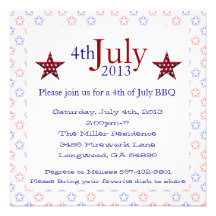 Cute 4th Of July Summer BBQ Invitation