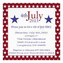 Cute 4th Of July Summer BBQ Invitation