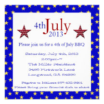 Cute 4th Of July Summer BBQ Invitation